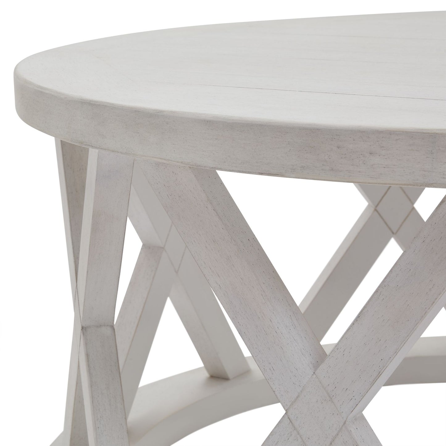 White wash round coffee table